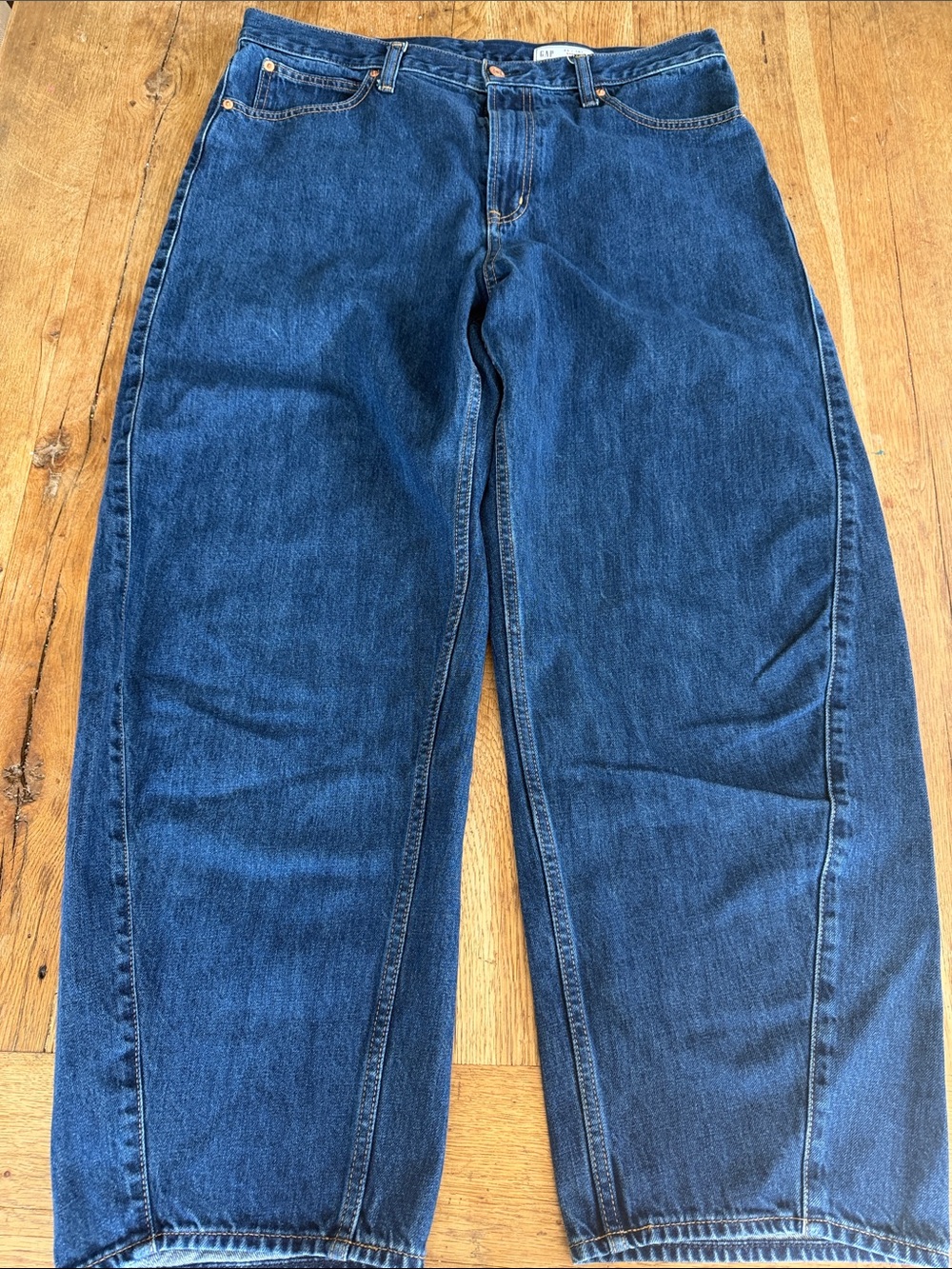 GAP High Rise Barrel Jeans Size 16R Dark Blue